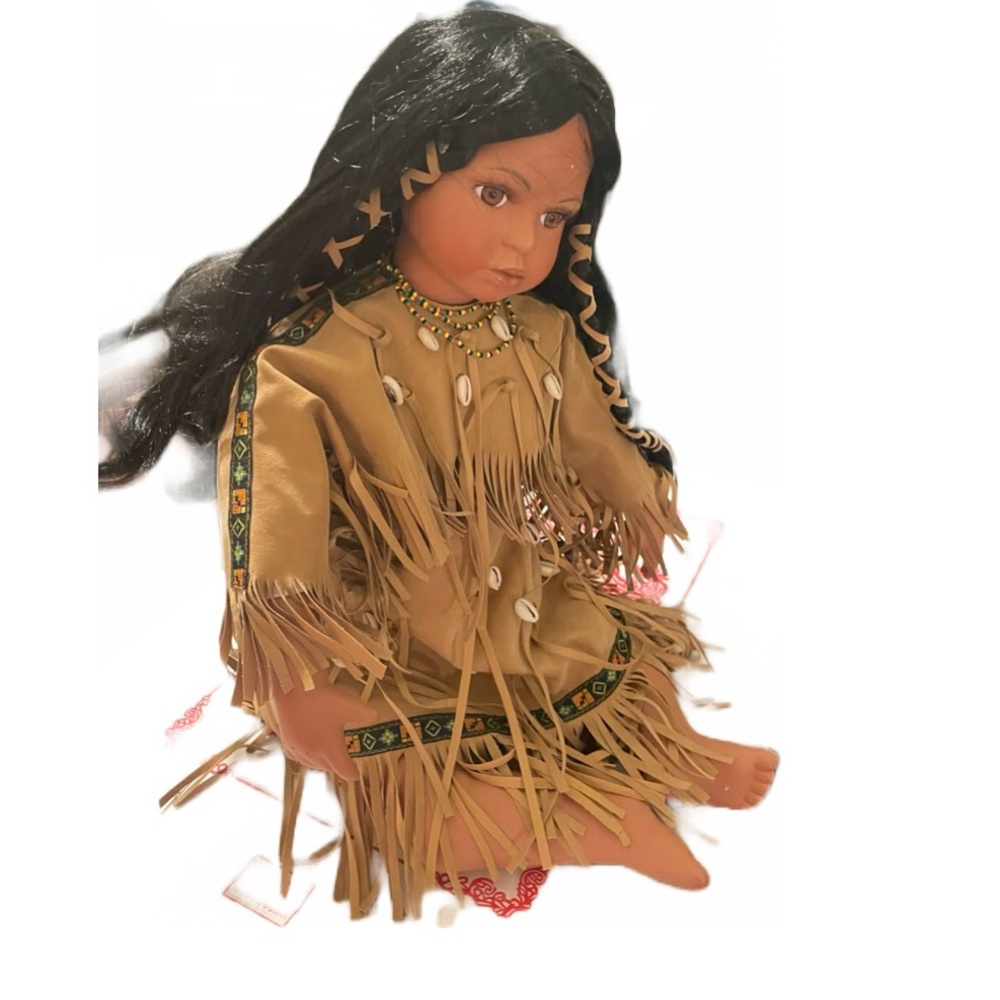 Fayzah Spanos Native American Precious Heirloom Doll. Vintage With Papoose View 6